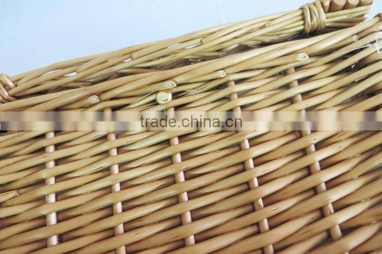 Wholesale new style rectangular brown large willow wicker picnic basket for 4 persons