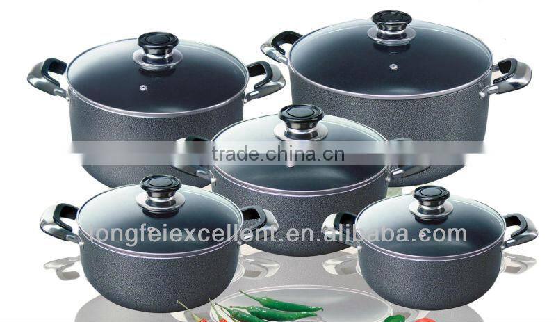 10pcs induction spraying plastics soup pot non-stick cookware sets kitchenware set cooking pot die casting aluminum cookware