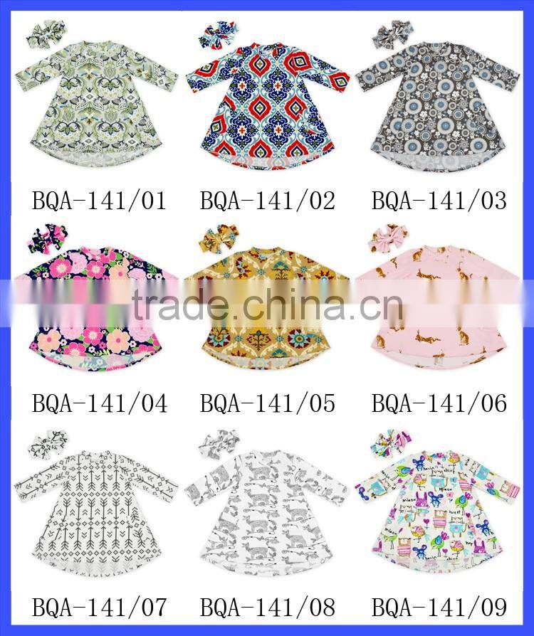 Latest Design Autumn Long Sleeve Baby Girls Dress Casual Party Pocket Girl Child Dress