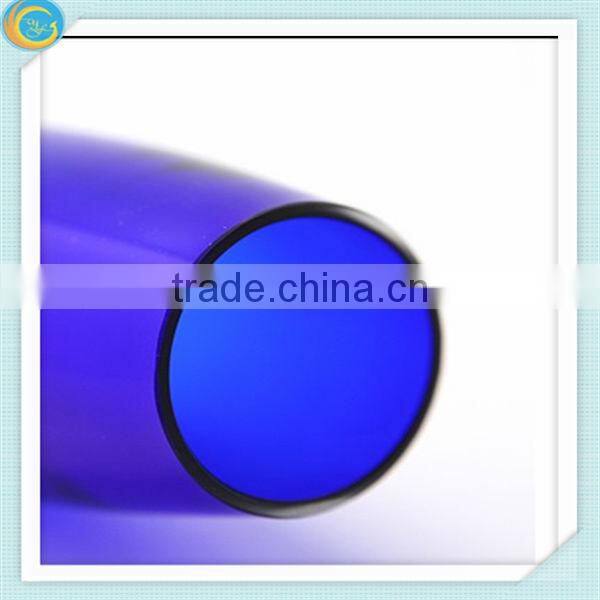 Blue cylinder glass vase for home decoration