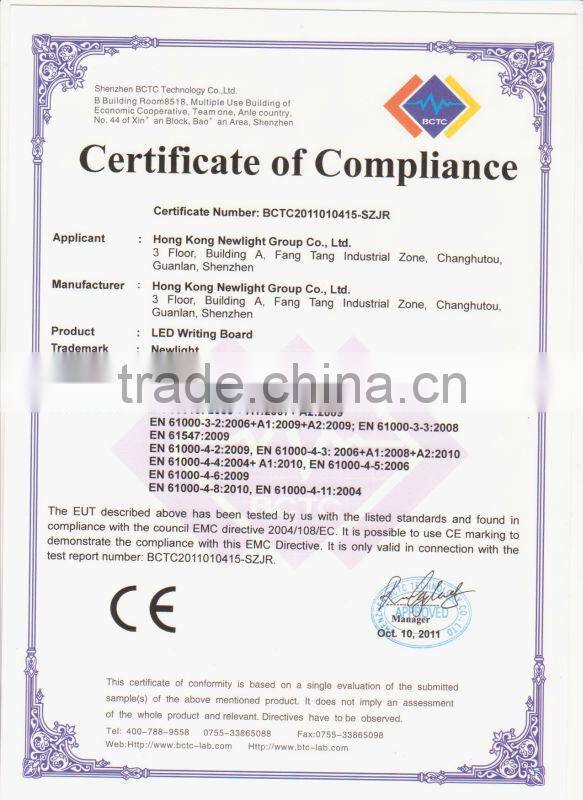 Semi-outdoor tempered glass panel LED writing board illuminated LED message board restaurant LED advertising board