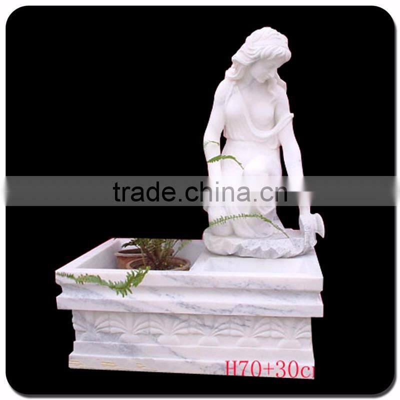 Cheap garden decor carving woman plowerpot stone flowerpot