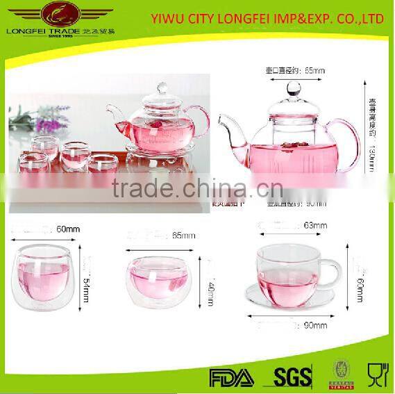 Drinkware Glass Teapot And Warmer Set