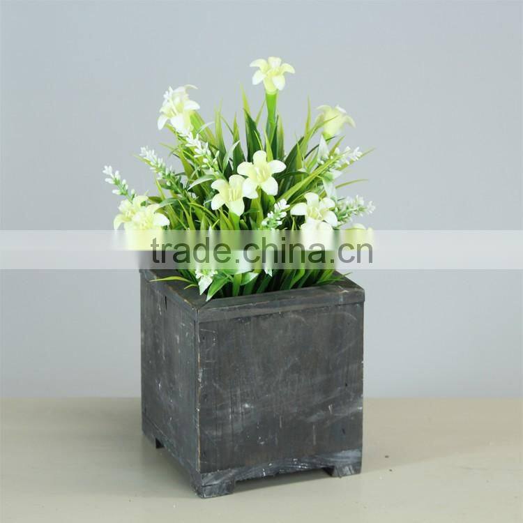 Mini Vintage Wood Garden Flower Planter Succulent Plants Desktop Storage Pot