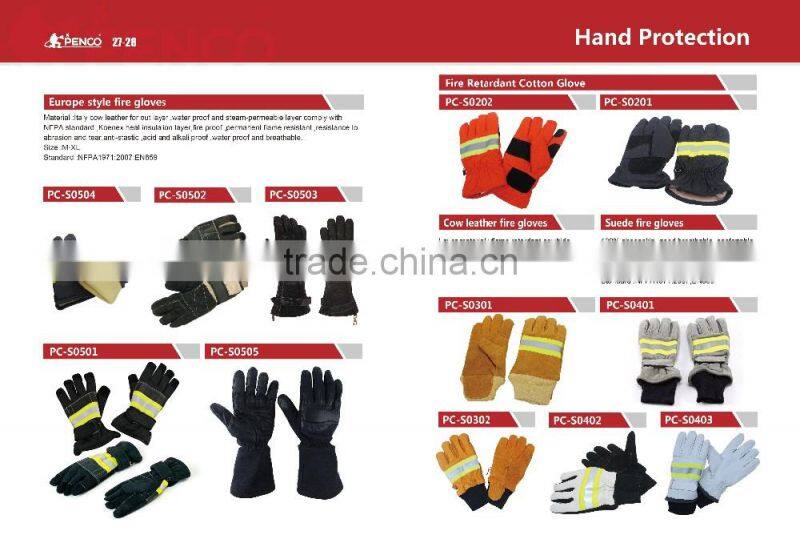 safety elastic cuff 3m reflective fire retardant cow leather fireman security firefighter hands fingers protected gloves