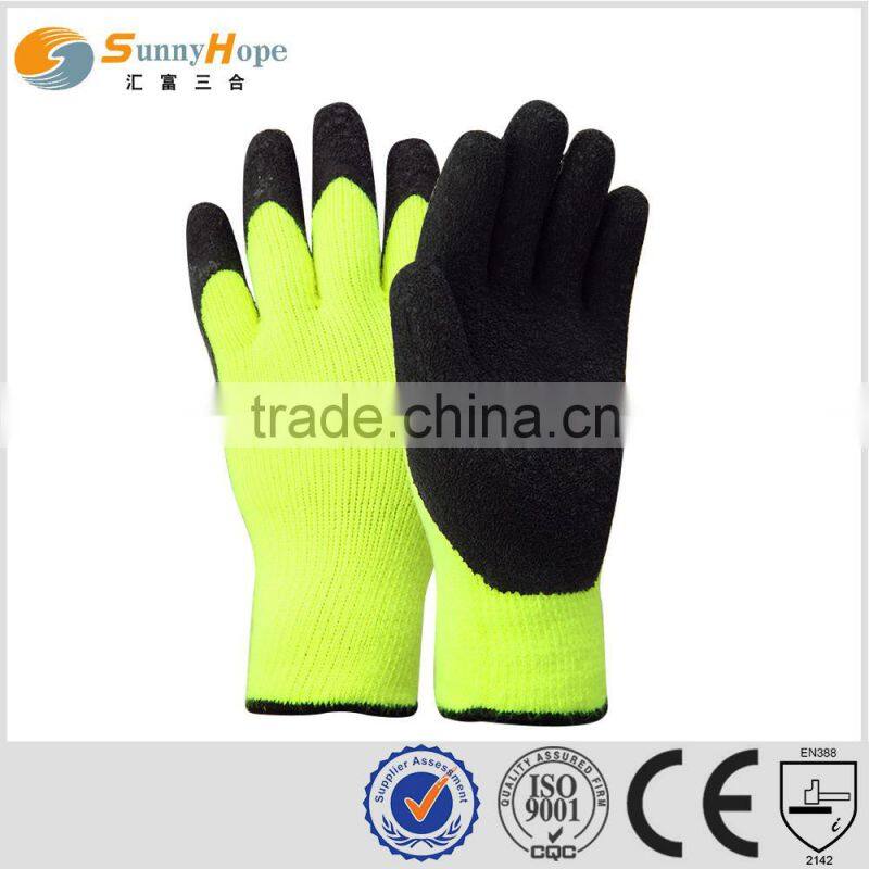 sunny hope 13g nylon nappy double liner 3/4 coated foam nitrile winter glove
