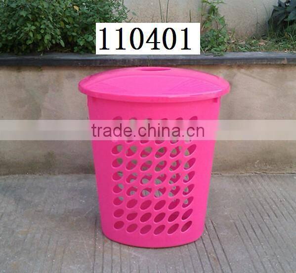 Square plastic laundry basket hamper with lid