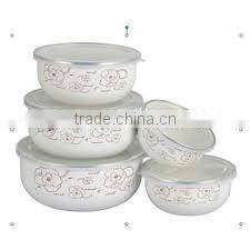 Special decor enamel storage bowl set with round bottom