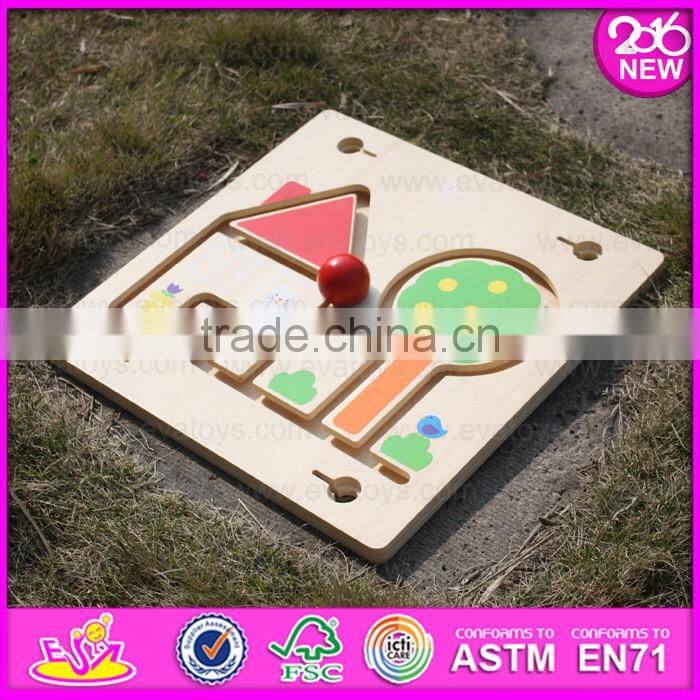 2016 Wholesale intelligent kids toy wooden ball maze game W11H009