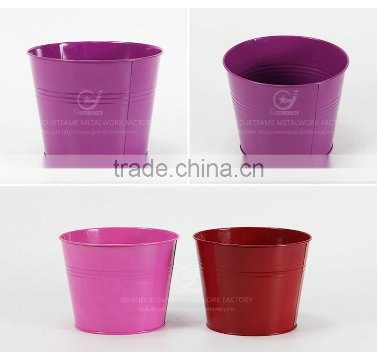 Metal unique powder coated colourful flower colorful pots colorful garden pots