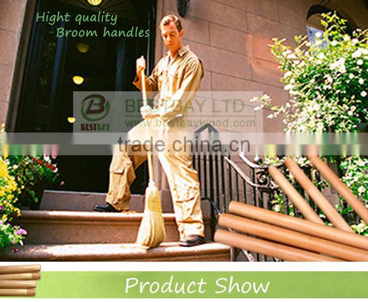 varnish coated wooden broom handle
