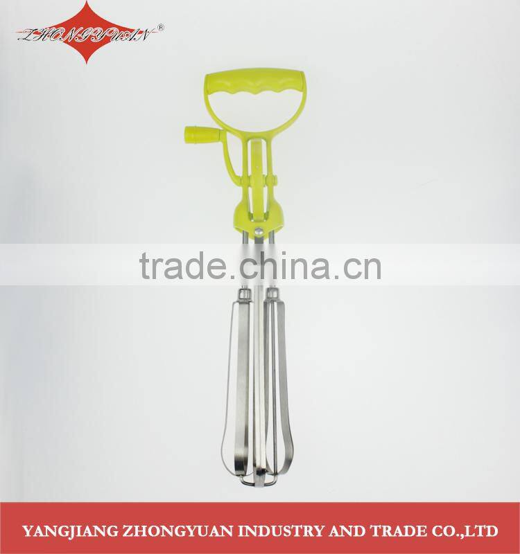 16' Classic Rotary stainless steel egg beater with green pp handle