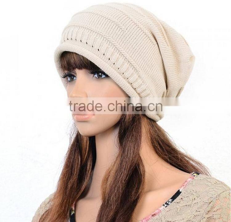 Cheap Knitting Wool Hip Hop Women Winter Knitted Beanie Hat
