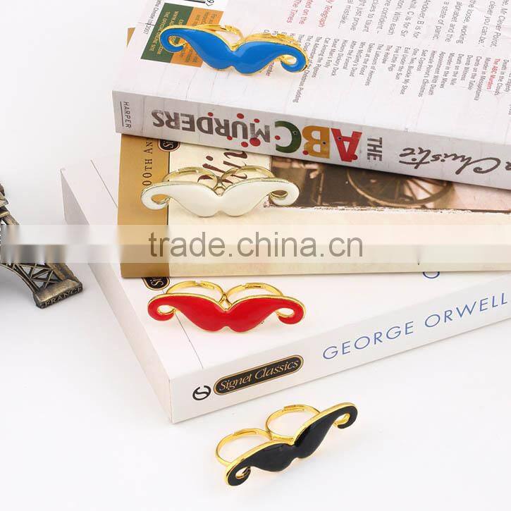 Curled Moustache Shape Adjustable Two-Fingers Double Finger Ring Boys Rings Fashion