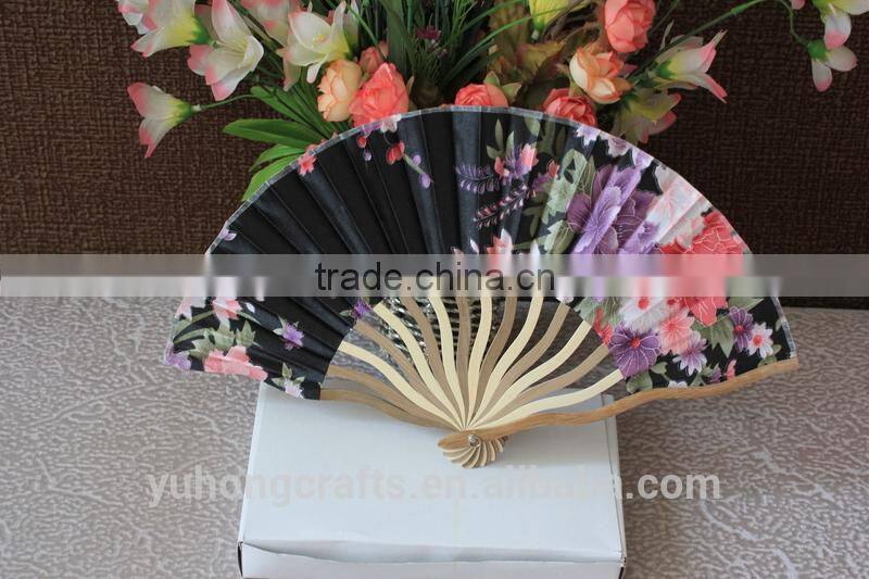 Hot selling bamboo fabric fan for ladies