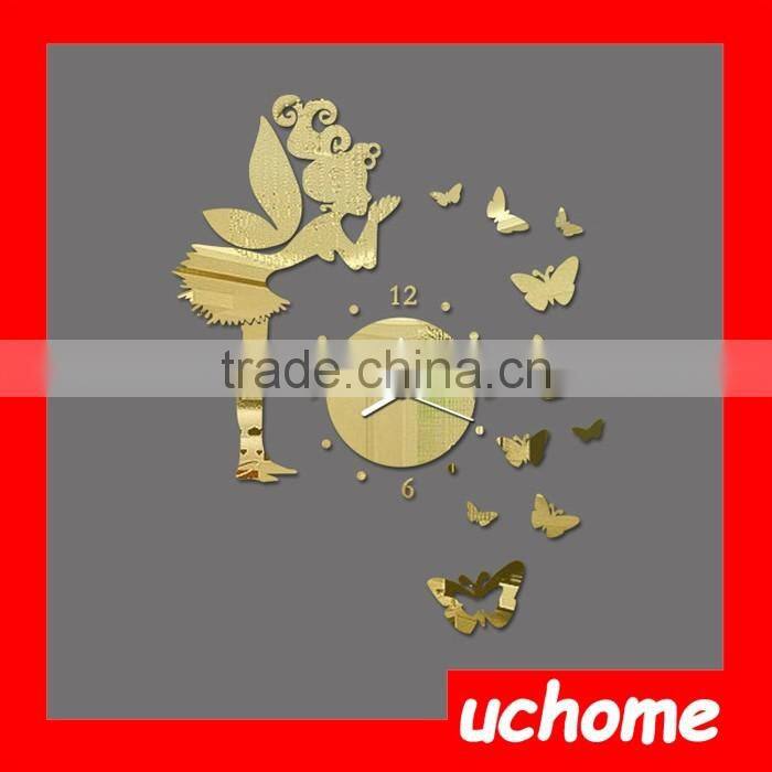 UCHOME Funny Mirror Clock Beautiful Fairy Sticker Little Fairy Decorative Acrylic Mirror Sticker/Murals Waterproof Art Decor