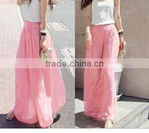 western stylish women's loose chiffon wide leg pants Long trousers