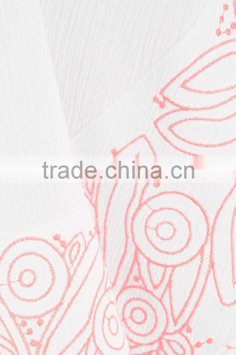 Holiday Sexy Cotton-Crepon Maxi Dress Backless Long Beach Dresses With Colorful Pink Embroidery Tasseled Ties 2016 HSD5840