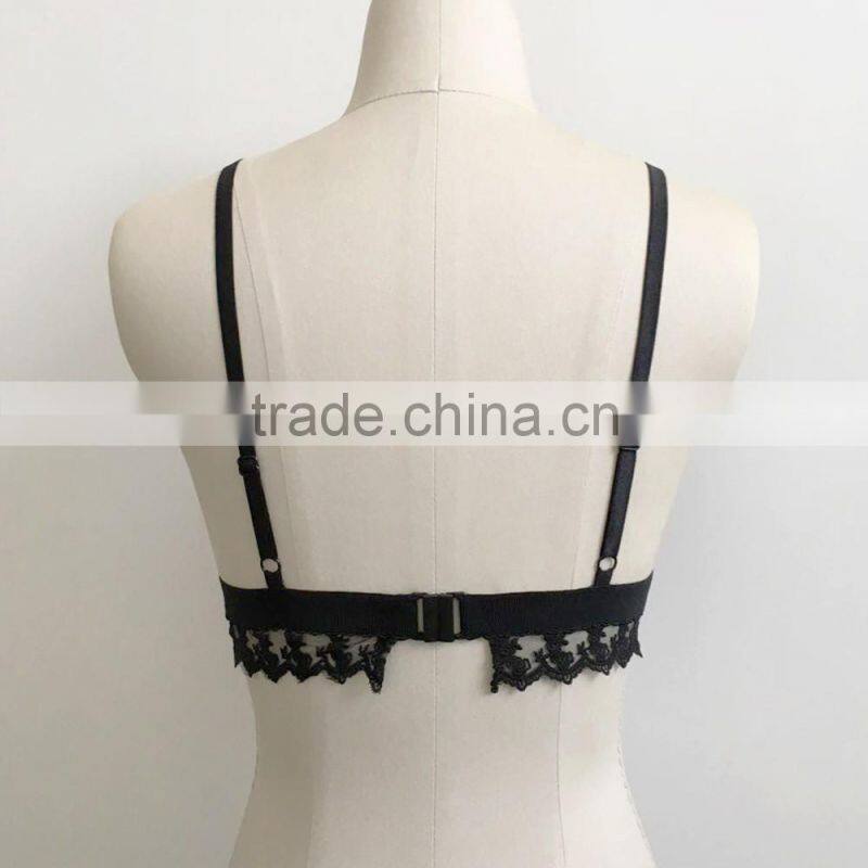 Sexy Lace net bra panty Soft Bra Push Up Deep V Straps Polka Dots Bralette beautiful bra sexy bra design latest fashion sexy bra