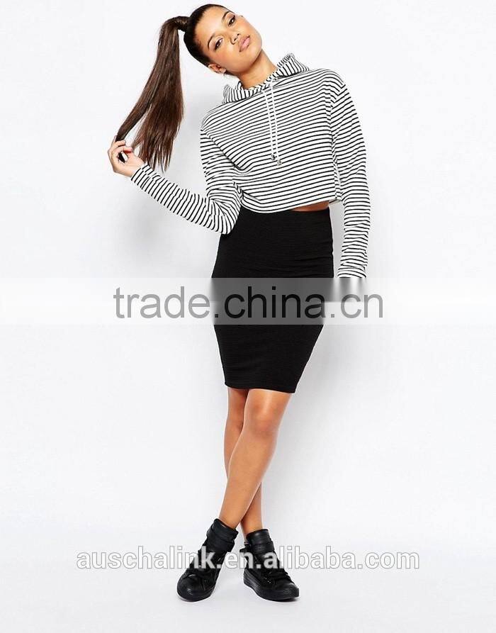 new style lady bulk stripe cropped sweatshirts two colors