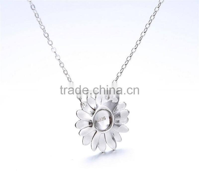 925 sterling silver Fashion Jewelry sunflower Charm Pendant Necklace