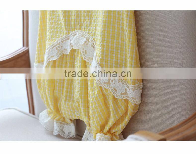 Hot Selling Boutique Seersucker Fabric Baby Girl Romper