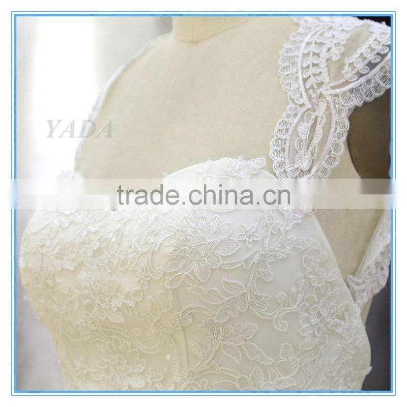 Latest Elegant V-neck Backless Lace Embroidery Mullet Wedding Dress Bridal
