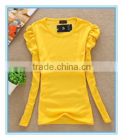 Wholesale high quality custom girl puff sleeve t shirt design