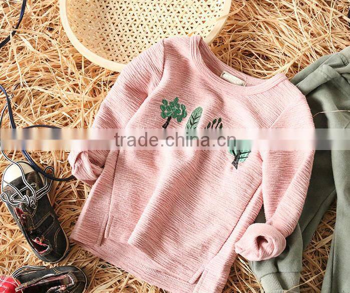 YE5157 Autumn 2017 children clothing Korean embroidery tree children t-shirt