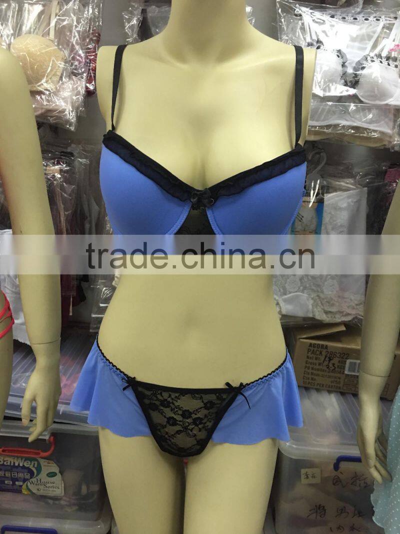 New fashion hot style falbala underwear sexy ladies bra panty set