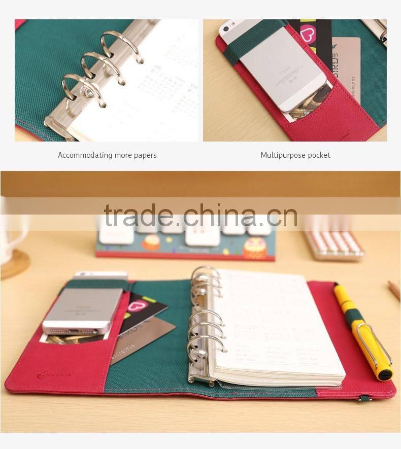 A6 PU cover agenda planner with elastic band loose leaf binding diary customizable planner