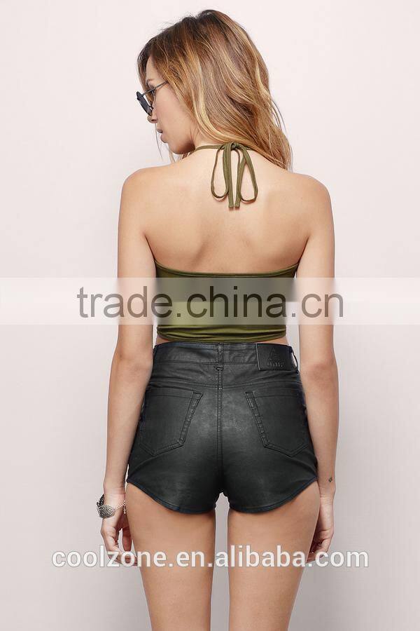 Crop Tops Halter Ladies Crop Top Front Tie Tank Top for Women Wholesale