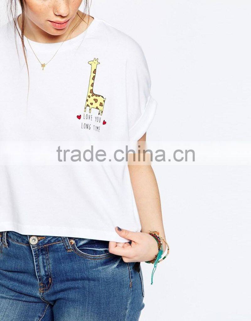 New arrival fashion summer kinds of printing customize t-shirt for lady