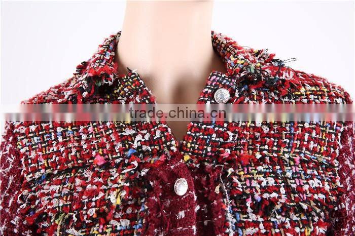 thick warm fabric used fashion jacket women with metal buttons