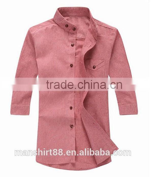 Men dress shirts cotton fabric fashion three-quarter sleeve men shirt