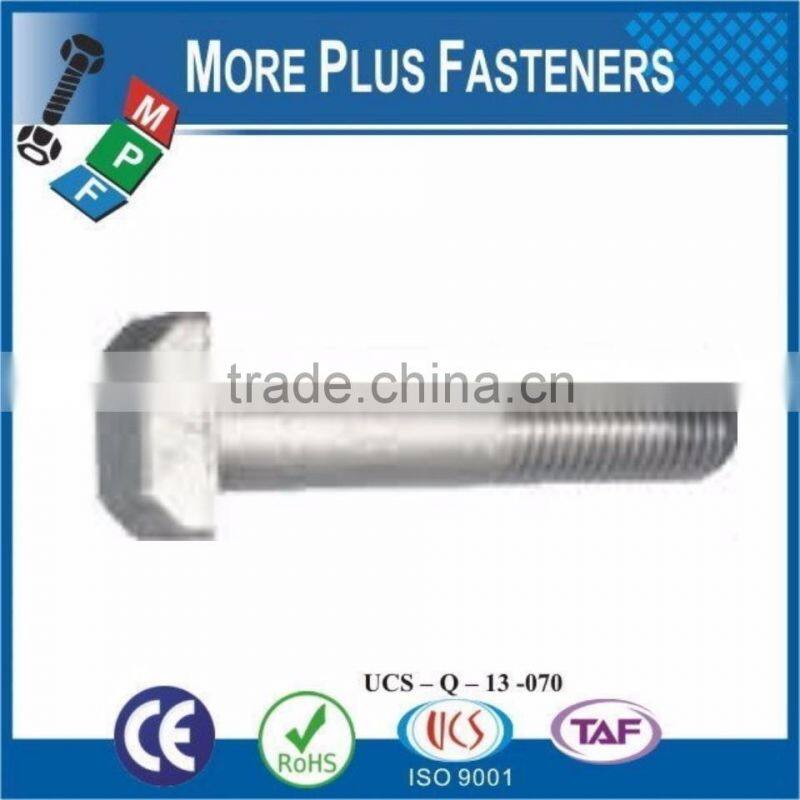 Made In Taiwan Stainless Steel Black Oxide Bright Zinc Plated Tee Head Bolt