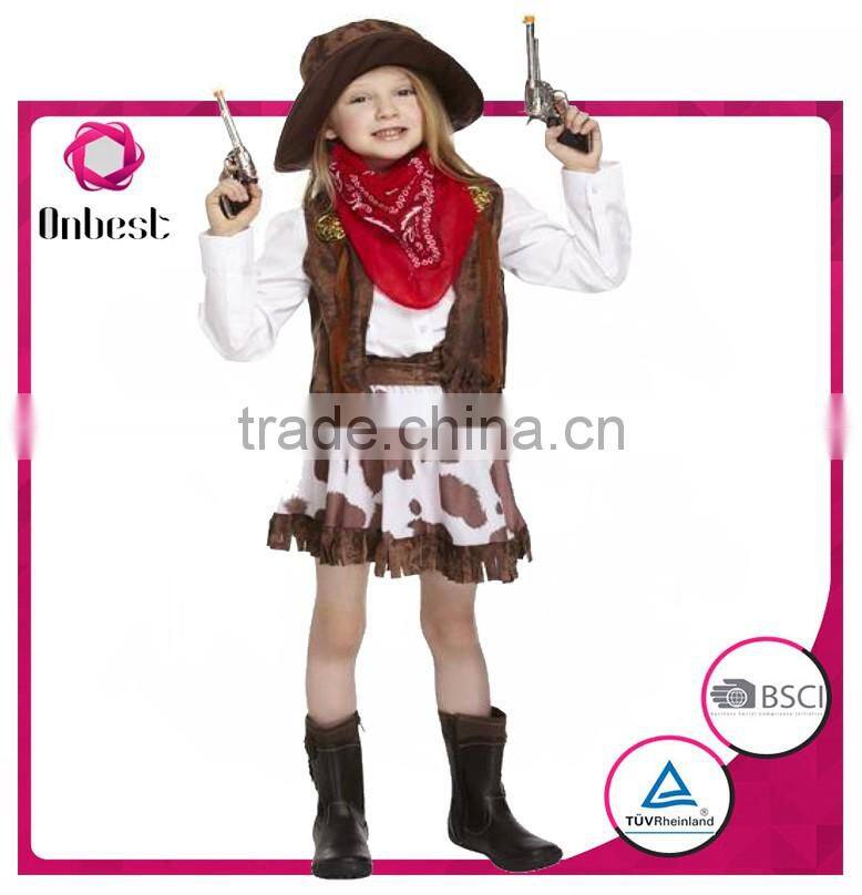 Onbest China supplier cool cowboy party wear Halloween&Carnival costume with toy for girls