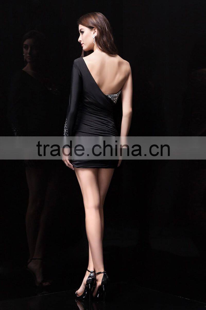 New Style Custom Made Elegant A-line Sweetheart black chiffon with beading formal Short evening dress prom dresses ED76