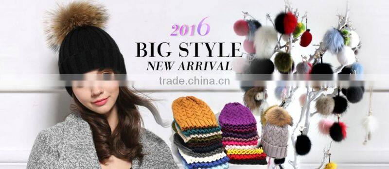 Custom fashion real raccoon fur pom pom hat beanie cap for wholesale free samples-T69-ZT