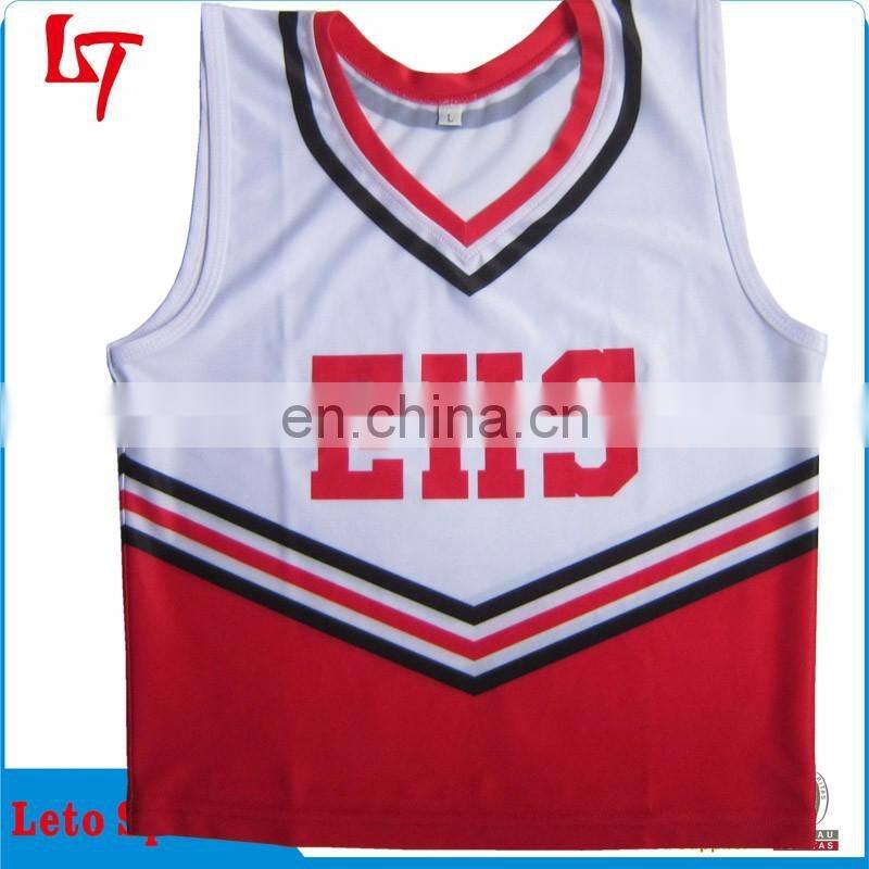 Plus size dance wear cheerleading uniform full custom sublimationWholesale fashion tank top spandex cheerleading uniforms
