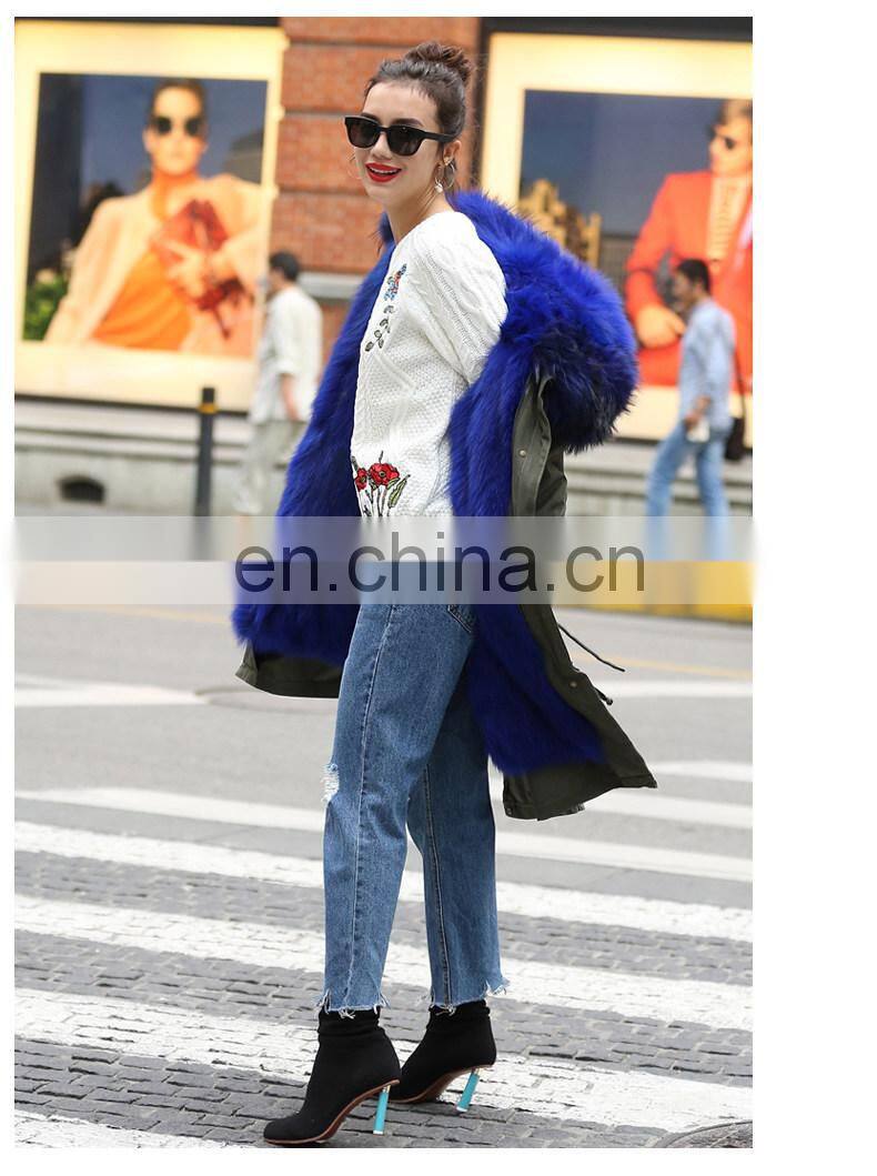 2016 Fashion Chinese Military Great Coat / Hot Sale Parka with Big Raccoon Fur Trim Hood