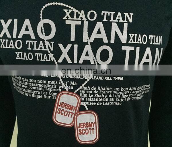 2017 Men's good designed black o-neck long sleeve t-shirt with front printing