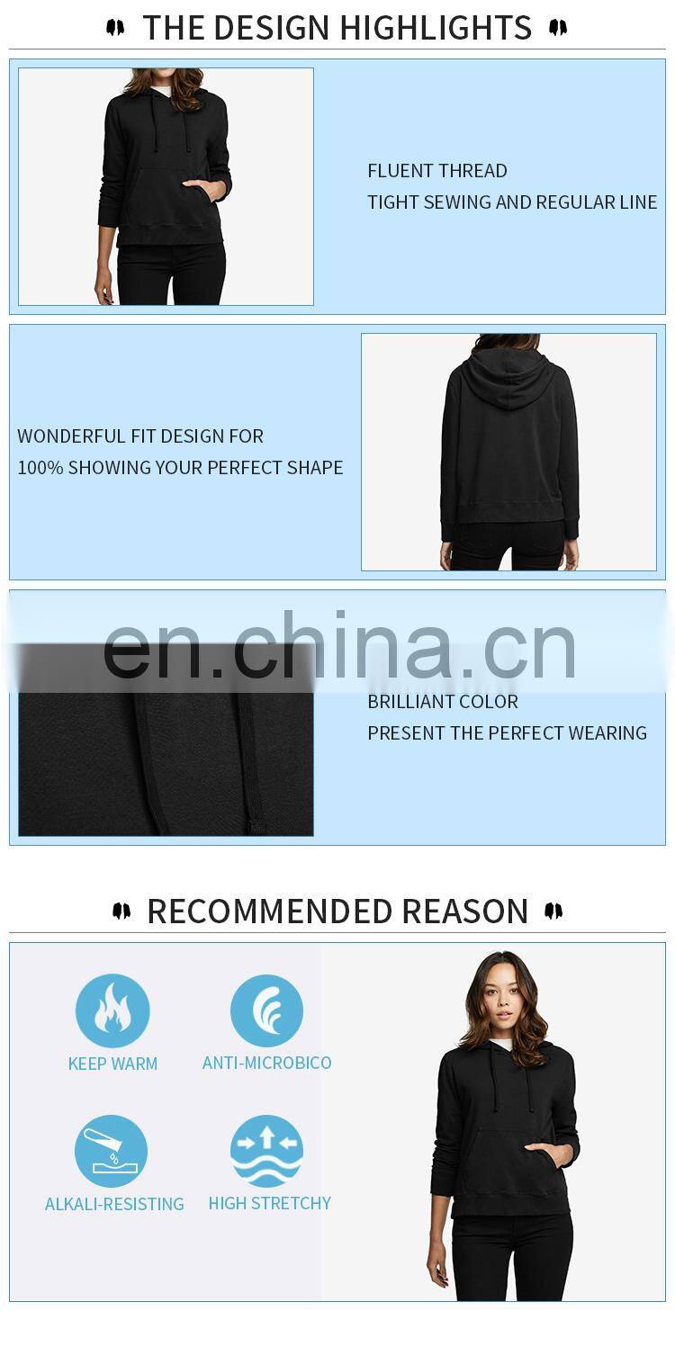 custom made quality 100% cotton plain sports blank women hoodies wholesale
