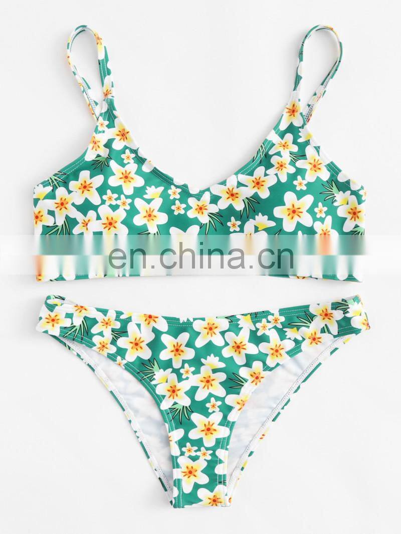 Custom Made Calico Print Cami Bikini Set