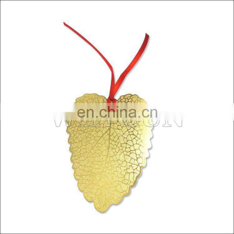 Custom fancy metal leaf bookmark with elegant logo
