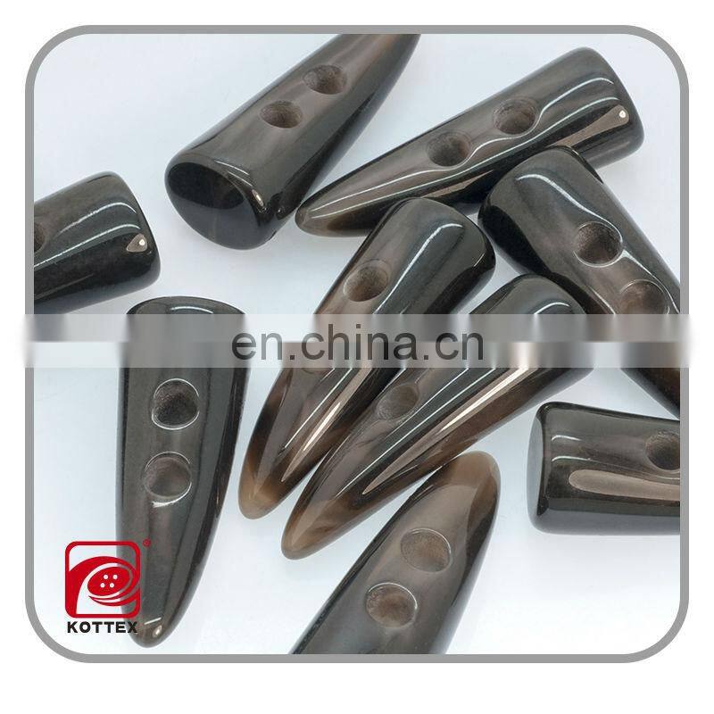 2-hole resin/poly imitation horn toggle buttons for coat,coat toggle button