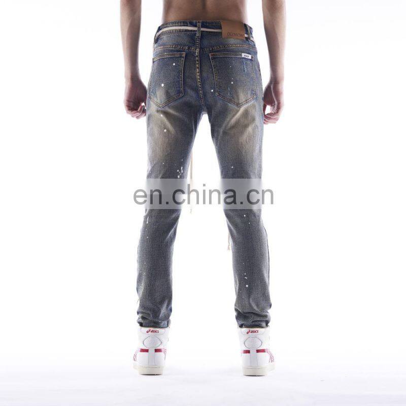DiZNEW Mens Brand Skinny stretch Jeans Washed Blue Jeans men wholesale