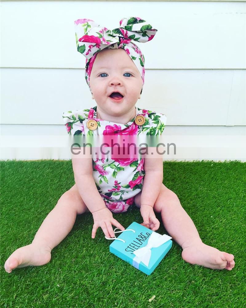 Beautiful Summer Newborn Baby Bodysuit Floral Cotton Infant Rompers