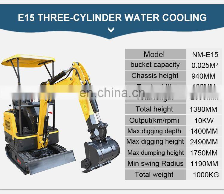 Price for 1.5 ton mini hydraulic crawler excavator with 3T NV70 engine