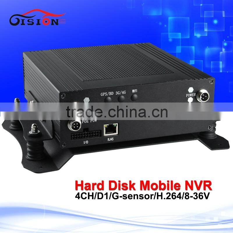 2016 hotsale mobile digital video recorder 4ch hard disk automotive recorder cycle recording vehicle 720p blackbox dvr